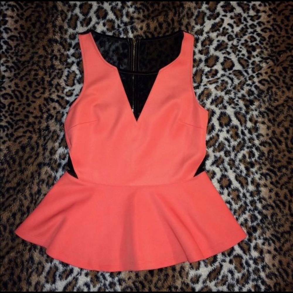 Coral peplum Top